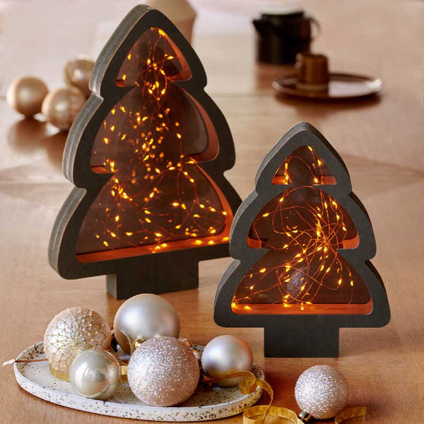 Lumineo Black Plywood Tree with Classic Warm LEDs image 0