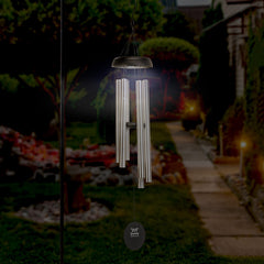 Symphony Silver Solar Light Wind Chime with Black Accents, Size 101cm image 0