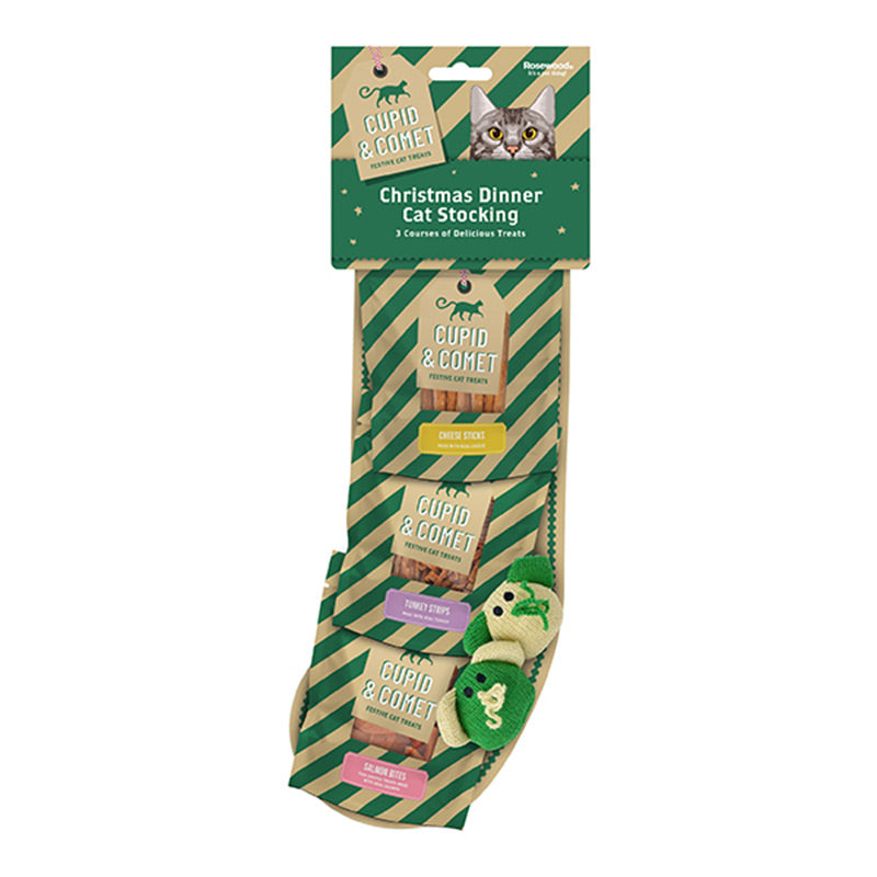 Cupid & Comet Christmas Dinner Cat Stocking image 0