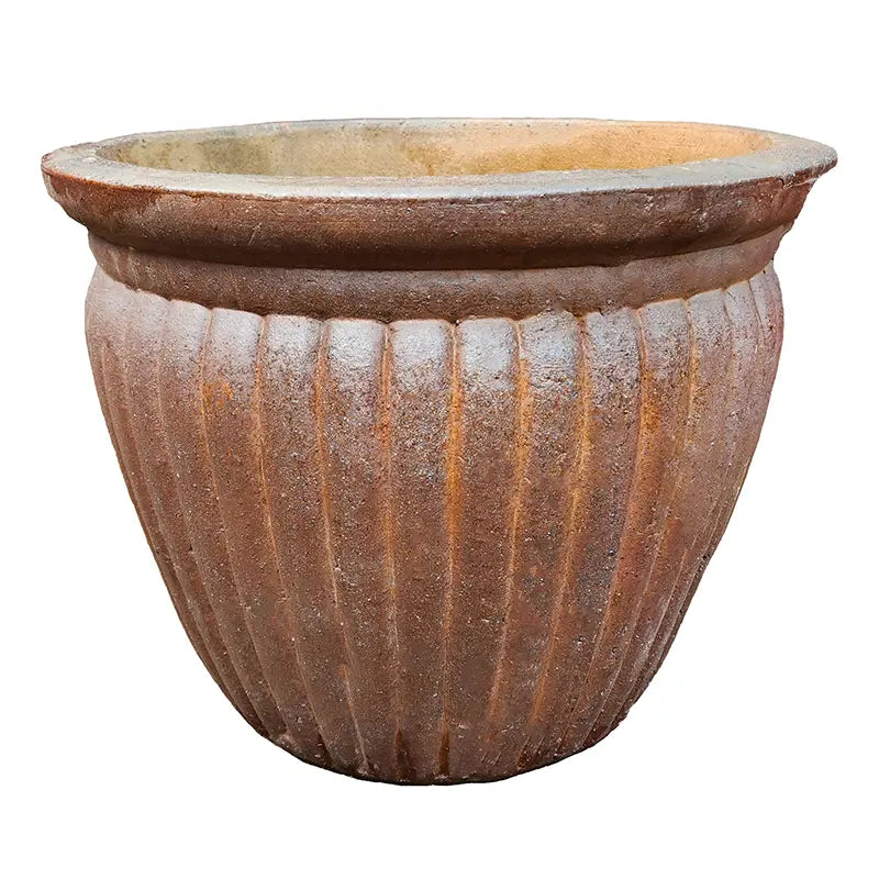 Short Fluted Terracotta Pot Extra Large (D80cm x H59cm) image 0