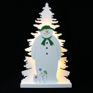SnowTime LED White Wooden Snowman & Snowdog Tree image 0