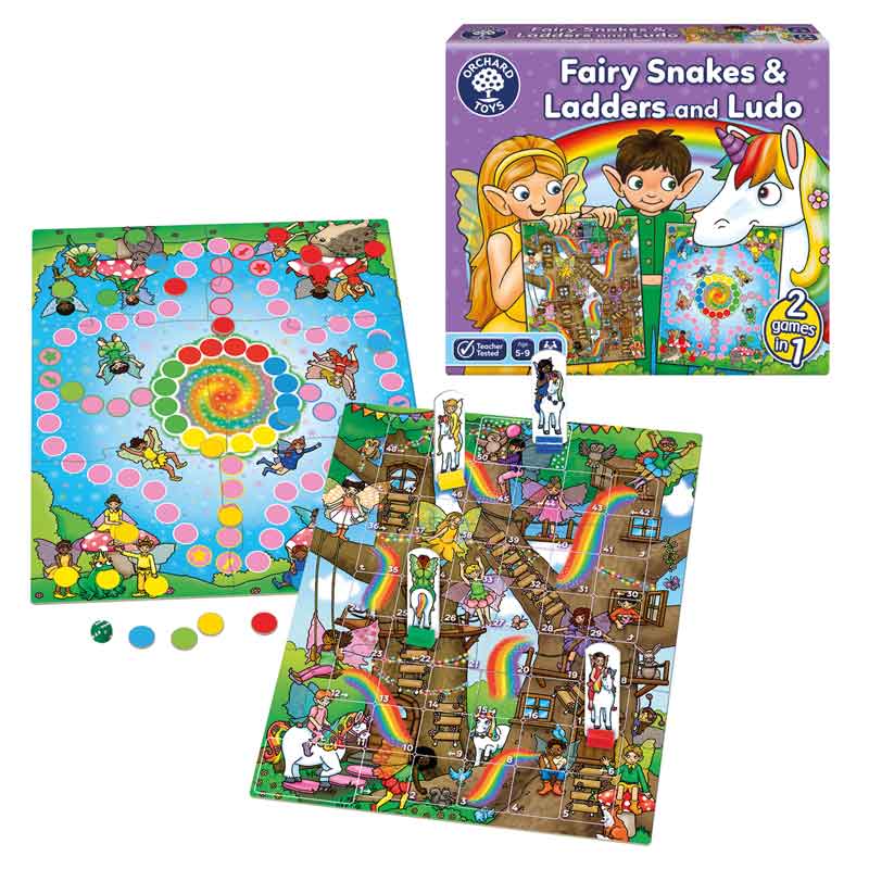 Orchard Toys Fairy Snakes & Ladders and Ludo Games image 0