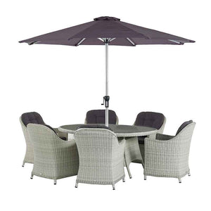 Bramblecrest Monterey 6 Seat Garden Dining Set in Dove Grey with Elliptical Table, Parasol & Base image 10
