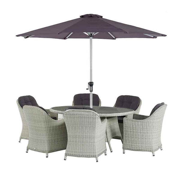 Bramblecrest Monterey 6 Seat Garden Dining Set in Dove Grey with Elliptical Table, Parasol & Base image 10
