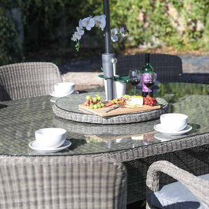Supremo Verona 8 Seat Dining Set with Elliptical Table, Lazy Susan, 3.5m Parasol & Base image 3