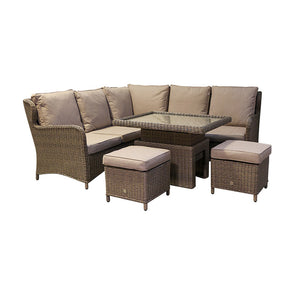 Orchard Life Braeburn Mini Corner Garden Sofa Set with 2 Stools &amp; Rectangular Hi-Lo Table image 14