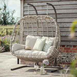 Bramblecrest Chedworth Open Weave Double Hanging Cocoon in Sandstone Rattan image 0