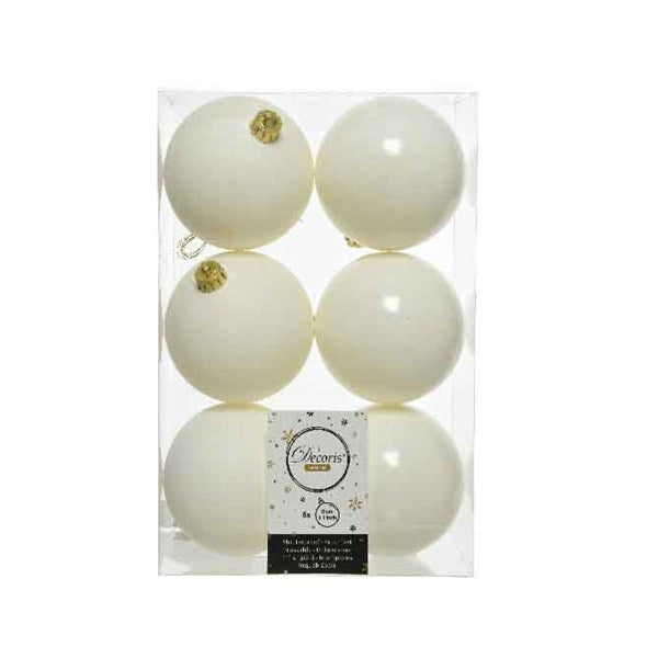 Decoris Shatterproof Baubles in Wool White (Pack of 6) image 0