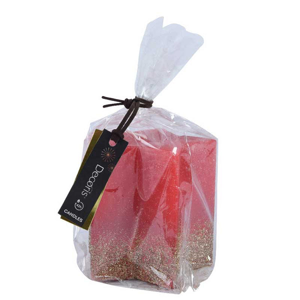 Decoris Red Glitter Star-Shaped Candle image 3