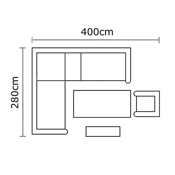 Bramblecrest Tuscan L-Shape Modular Sofa Set with Rectangular Adjustable Table, Long Bench &amp; Sofa Chair image 7
