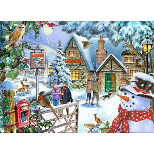 House Of Puzzles Snowman's View 1000 Piece Jigsaw Puzzle image 0