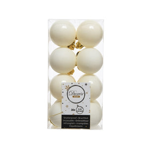 Decoris Shatterproof Baubles in Wool White (Pack of 16) image 0