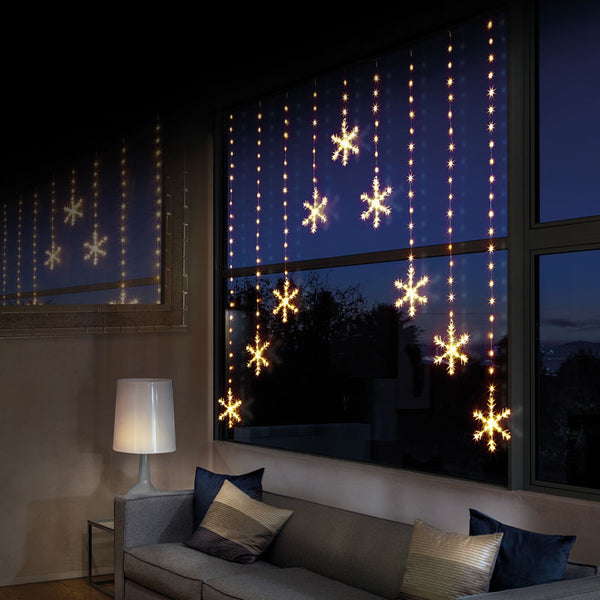 Premier LED Snowflake Curtain Lights - Warm White image 0
