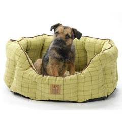 House of Paws Tweed Oval Snuggle Bed Green image 0