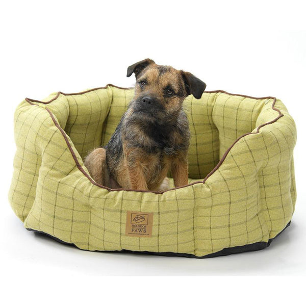 House of Paws Tweed Oval Snuggle Bed Green image 0