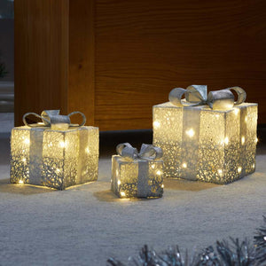 Three Kings Silver Sparkly Faux Gift Boxes (Set of 3) image 0