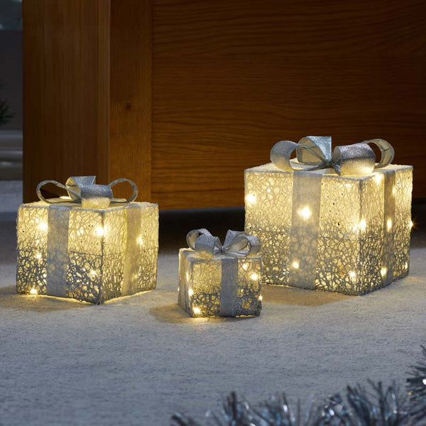 Three Kings Silver Sparkly Faux Gift Boxes (Set of 3) image 0
