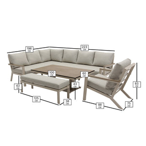 Bramblecrest Zurich L-Shape Sofa Set in Mocha with Rectangular Adjustable Table (Long Right) image 8