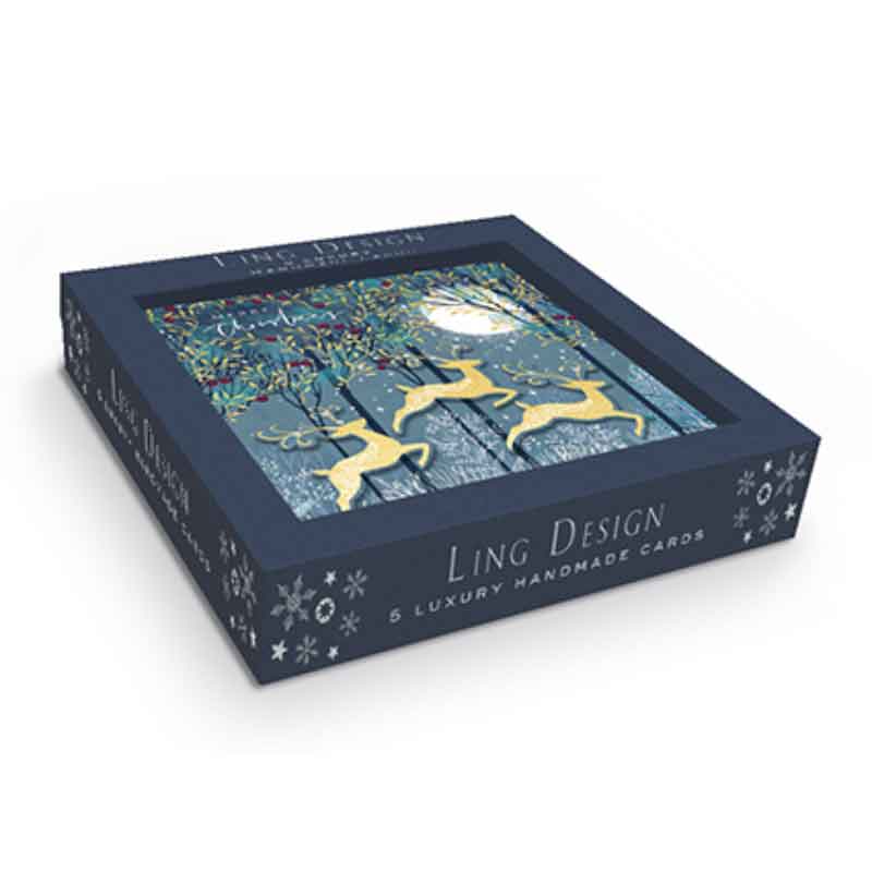 Ling Design Luxury Christmas Cards - Leaping Through Snow (Pack of 5) image 0