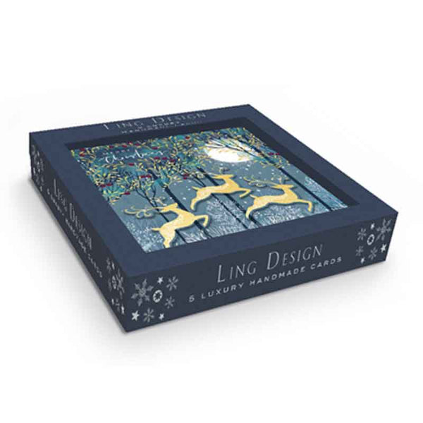 Ling Design Luxury Christmas Cards - Leaping Through Snow (Pack of 5) image 1