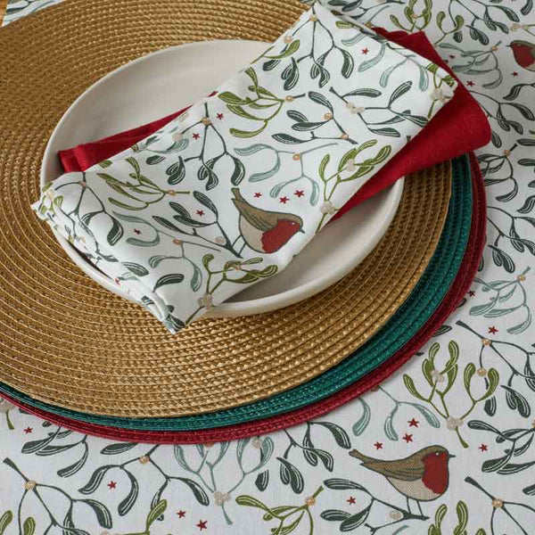 Walton &amp; Co Robin &amp; Mistletoe Napkins (Pack of 4) image 0