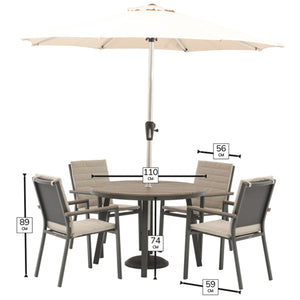 Bramblecrest Zurich 4 Seat Round Patio Dining Set with Parasol & Base image 5