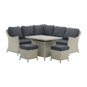 Bramblecrest Monterey Rattan Mini Corner Sofa Set in Dove Grey with Firepit Table image 5