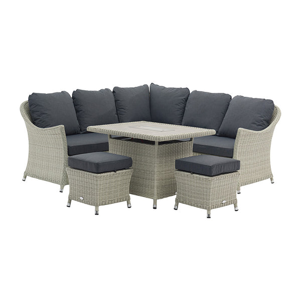 Bramblecrest Monterey Rattan Mini Corner Sofa Set in Dove Grey with Firepit Table image 5