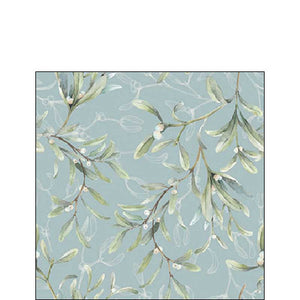 Ambiente Paper Cocktail Napkins - Green Mistletoe All Over (Pack of 20) image 0