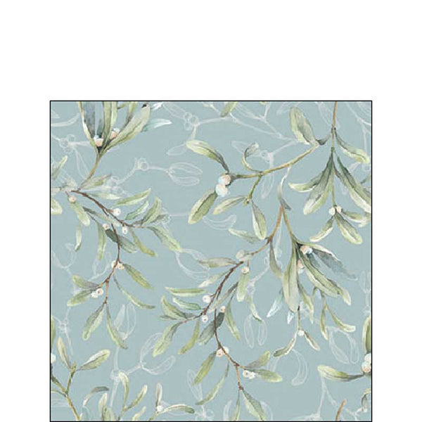 Ambiente Paper Cocktail Napkins - Green Mistletoe All Over (Pack of 20) image 0