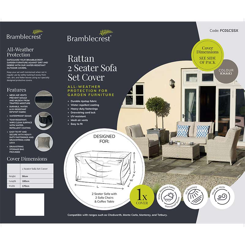 Bramblecrest Cover for Rattan Garden Lounge Set with 2 Seat Sofa and 2 Armchairs image 0