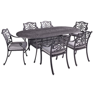 Hartman Capri 6 Seat Outdoor Dining Set in Antique Grey with Oval Table, Parasol & Base image 3