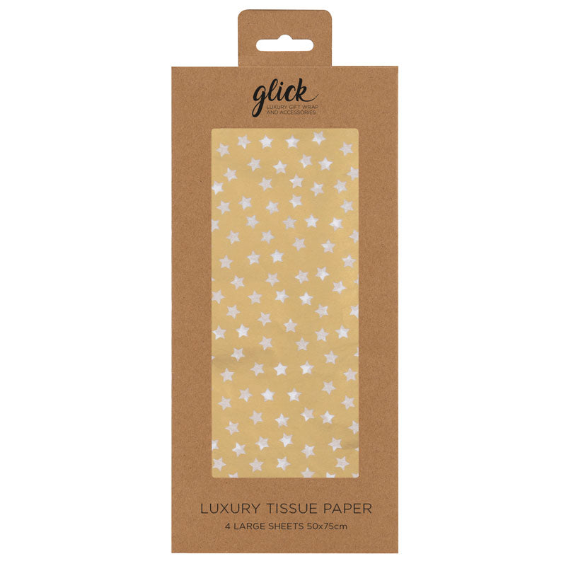 Glick Gold Stars Luxury Tissue Paper (Pack of 4) image 0