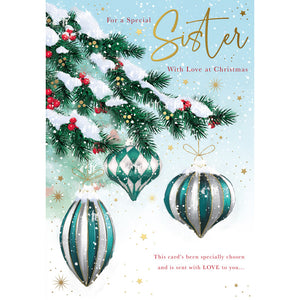 Words N Wishes Baubles Sister Christmas Card image 0