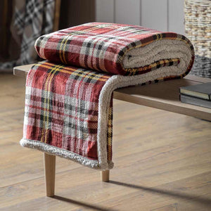 Kilburn & Scott Tartan Sherpa Throw in Red image 0