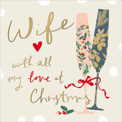 Woodmansterne Champagne Flutes Wife Christmas Card image 0
