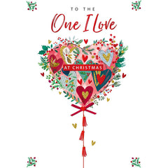 Words N Wishes Heart Shaped Wreath One I Love Christmas Card image 0