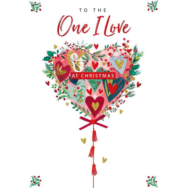 Words N Wishes Heart Shaped Wreath One I Love Christmas Card image 0