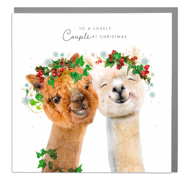Lola Designs Couples Christmas Alpacas Christmas Card image 0