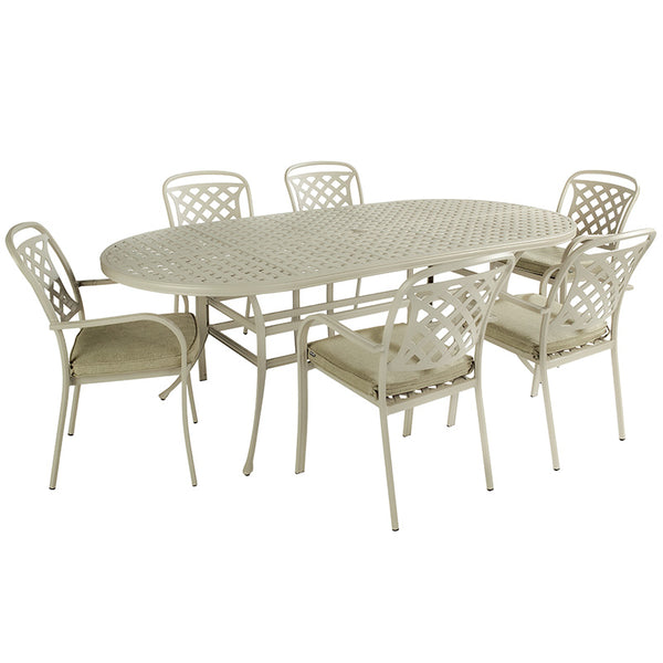 Hartman Berkeley 6 Seat Oval Outdoor Dining Set in Maize with Parasol & Base image 4