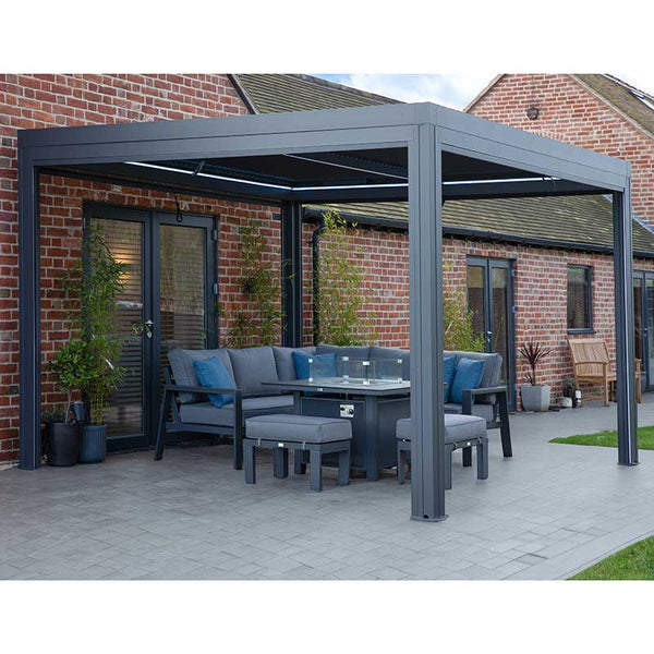 Supremo Belfort Grey Square Pergola with Curtains & LEDs (3m x 3m) image 8