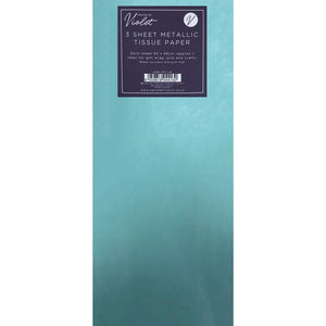 Design by Violet Light Blue Metallic Tissue Paper (Pack of 3) image 0