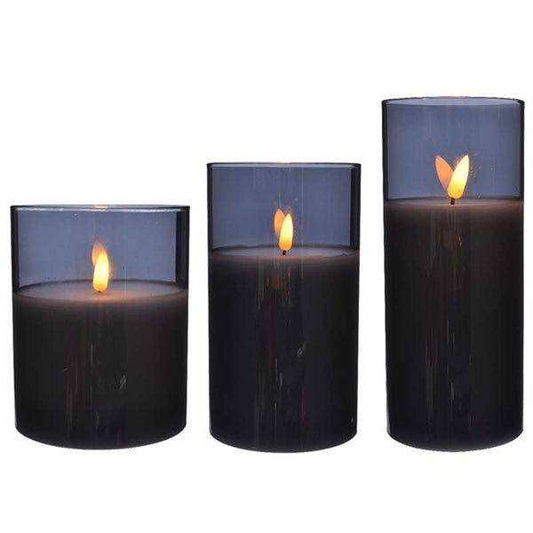 Lumineo Grey LED Wax Candles (Set of 3) image 1