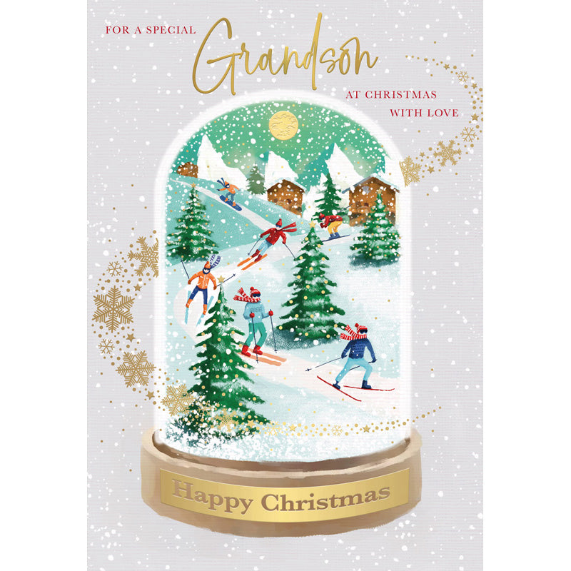Words N Wishes Snow Globe Grandson Christmas Card image 0
