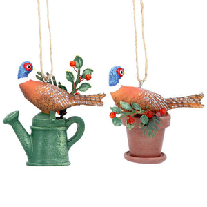 Gisela Graham Resin Pheasant on Watering Can or Flower Pot (Assorted Designs) image 0