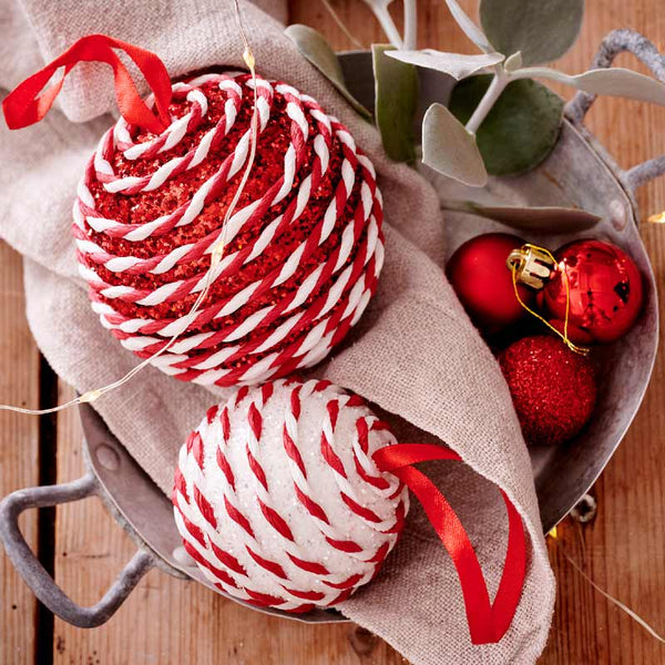 Decoris Large Foam Bauble with Candy Stripe Twists (Assorted Designs) image 1