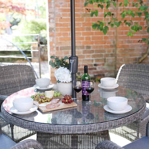 Supremo Verona 4-Seat Dining Set with 120cm Round Table, 2.5m Parasol & Base image 2