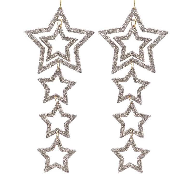 Decoris Hanging Glitter Star Decoration (Pack of 2) image 0