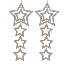 Decoris Hanging Glitter Star Decoration (Pack of 2) image 1