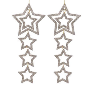 Decoris Hanging Glitter Star Decoration (Pack of 2) image 1